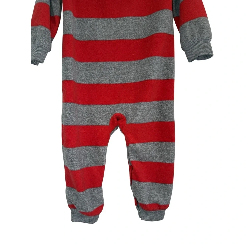 Carter's Fleece‎ One Piece Outfit Pajama Red Gray 24 Months